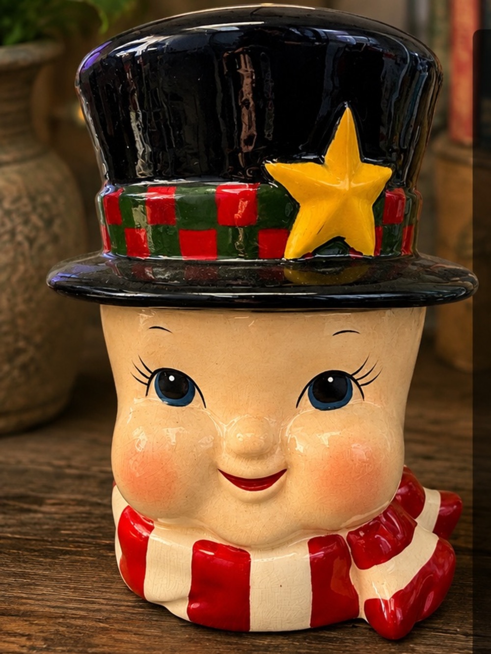Rare Vintage Aldik Snowman Cookie Jar